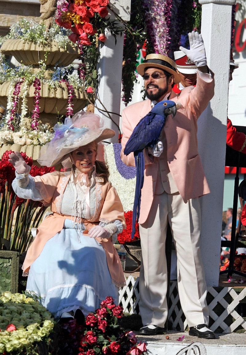 Raul Rodriguez on parade float 2007 by Damian Dovarganes/Associated Press