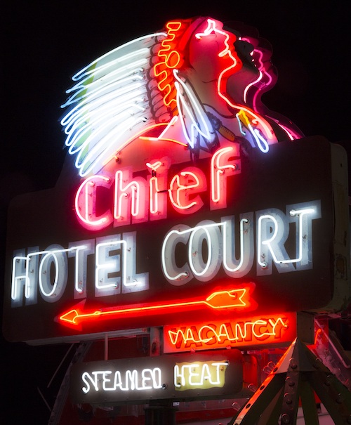 Chief Hotel Court sign at The Neon Museum