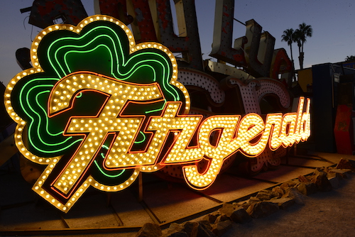 Fitzgeralds sign shining in The Neon Museum