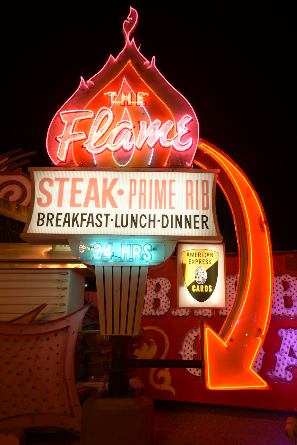 The Flame neon sign at The Neon Museum