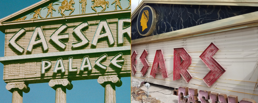 Caesars Palace signs side by side