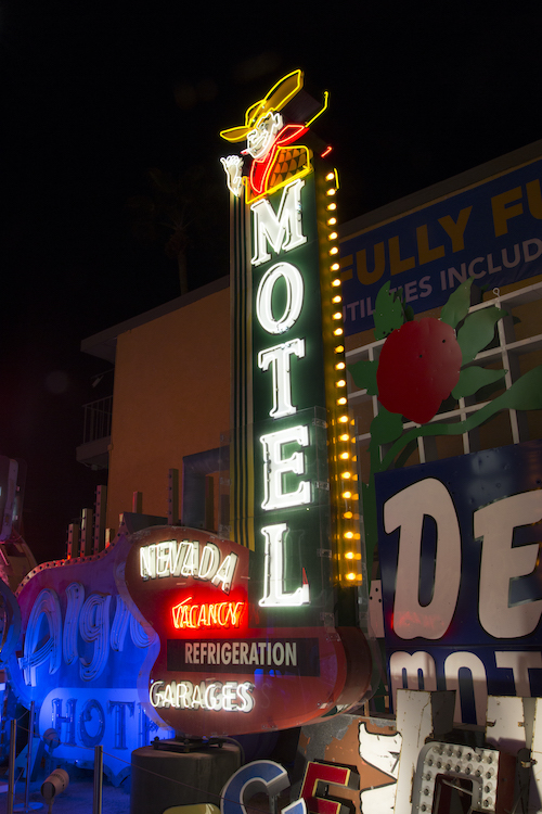 Nevada Motel sign on display at The Neon Museum