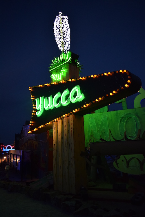 Yucca Motel sign restored and on display at The Neon Museum