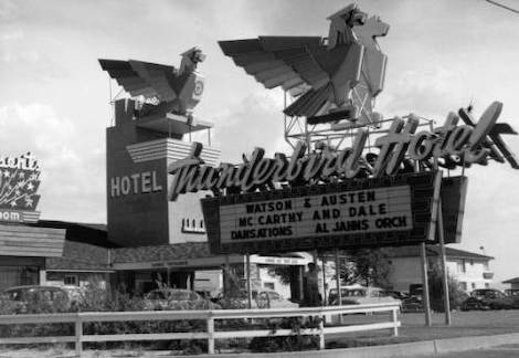 Photograph of the neon sign of the Thunderbird Hotel (Las Vegas), 1948